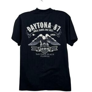 Vtg 1987 Single Stitch Daytona Bike Week Harley Davidson Flathead Motor T-Shirt